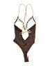 Unbranded Chevron-herringbone Brown One Piece Swimsuit Size M - photo 2
