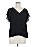 Halogen 100% Polyester Black Short Sleeve Blouse Size M (petite) - photo 1