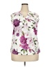 Unbranded 100% Polyester Floral White Sleeveless Blouse Size XXL - photo 1