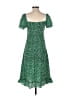 Unbranded 100% Polyester Polka Dots Green Casual Dress Size S (estimated) - photo 2