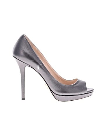 Prada Metallic Leather Peep-Toe Heels (view 1)