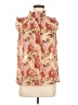 Unbranded 100% Polyester Floral Tan Sleeveless Blouse Size M (estimated) - photo 1