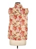 Unbranded 100% Polyester Floral Tan Sleeveless Blouse Size M (estimated) - photo 2