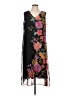 Susan Graver 100% Polyester Floral Black Casual Dress Size L (petite) - photo 1