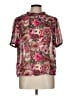 Shein 100% Polyester Floral Pink Short Sleeve Blouse Size 12 - photo 1