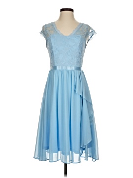 sachin and babi light blue dress AW.Bridal A-Line Off The Shoulder Knee Length Cap Sleeves Crystal Satin Wedding Guest Dresses Dress Baby Blue Size 18 main image 1