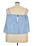 Boohoo 100% Cotton Blue Sleeveless Blouse Size 24 - photo 2