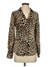 Worthington 100% Polyester Animal Print Brown Long Sleeve Blouse Size XS - photo 1