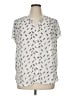 Fun2Fun 100% Polyester Print Ivory Short Sleeve Blouse Size 1X - photo 1