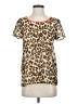 Tini Lili 100% Polyester Animal Print Tan Short Sleeve Blouse Size S - photo 1