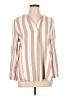 Ruby Rd. 100% Rayon Stripes Tan Long Sleeve Blouse Size L - photo 1