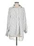 Chigant 100% Polyester Stripes Silver Long Sleeve Blouse Size M - photo 1