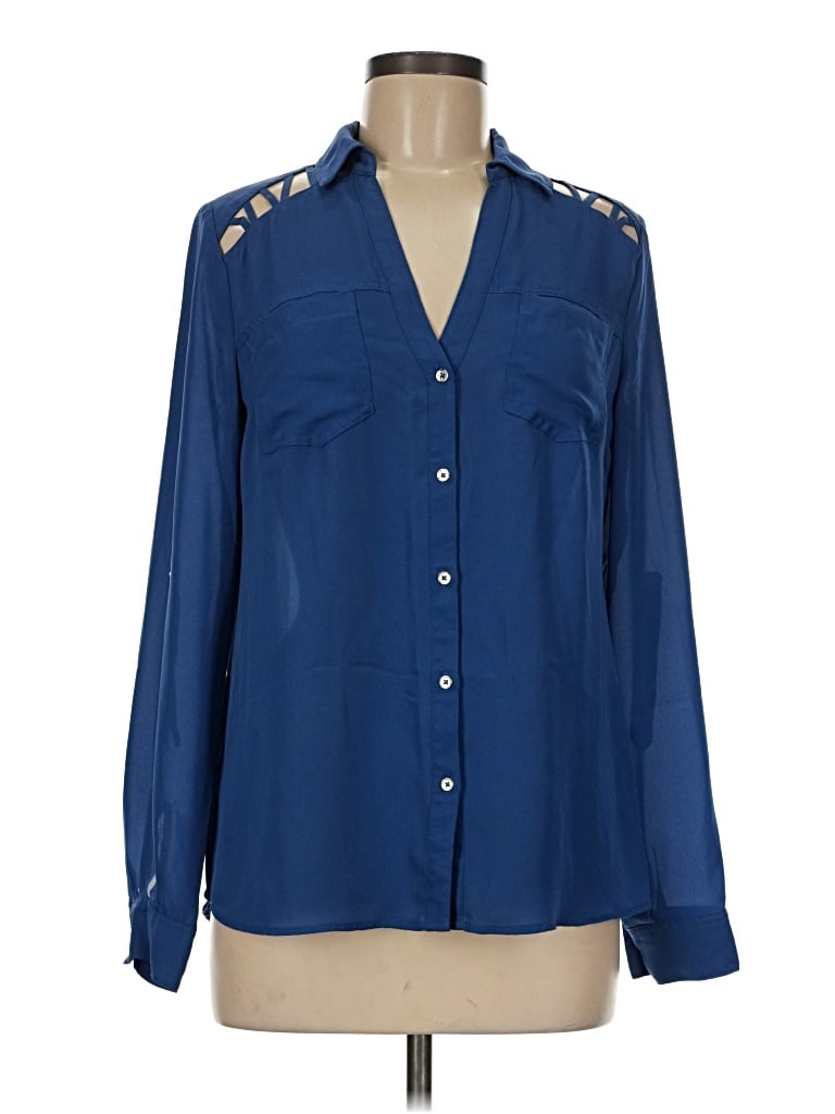 Pre-owned Candies Candie's Long Sleeve Blouse In Blue