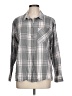 Time and Tru 100% Polyester Plaid Gray Long Sleeve Blouse Size L - photo 1