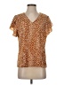 Shein 100% Polyester Animal Print Brown Short Sleeve T-Shirt Size 4 - photo 1