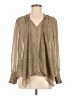 DR2 Animal Print Tan Long Sleeve Blouse Size M - photo 1