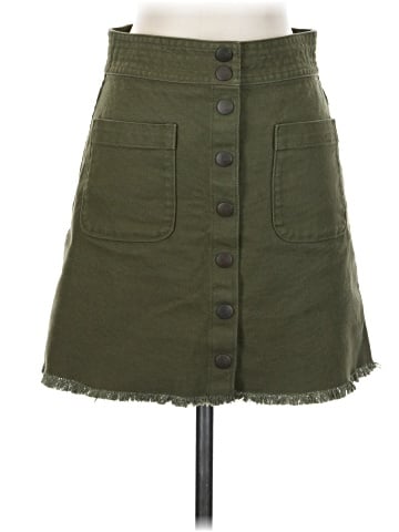 Madewell Raw-Hem A-Line Mini Skirt in Kale (view 1)