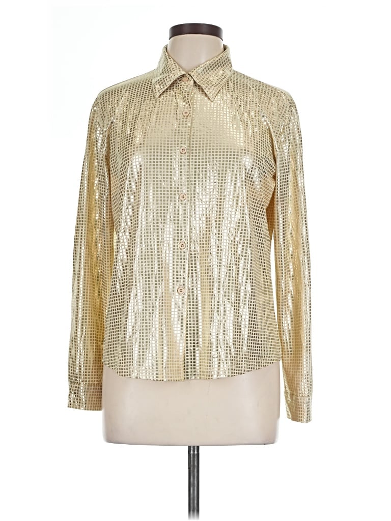 Pre-owned Assorted Brands Long Sleeve Blouse In Gold
