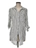 Vixbe 100% Rayon Stripes Silver 3/4 Sleeve Button-Down Shirt Size M - photo 1