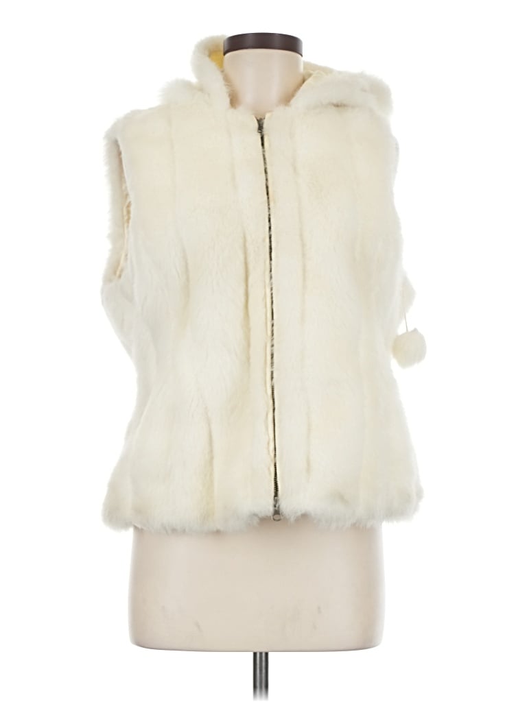 Pre-owned Nine West Faux Fur Vest In Ivory