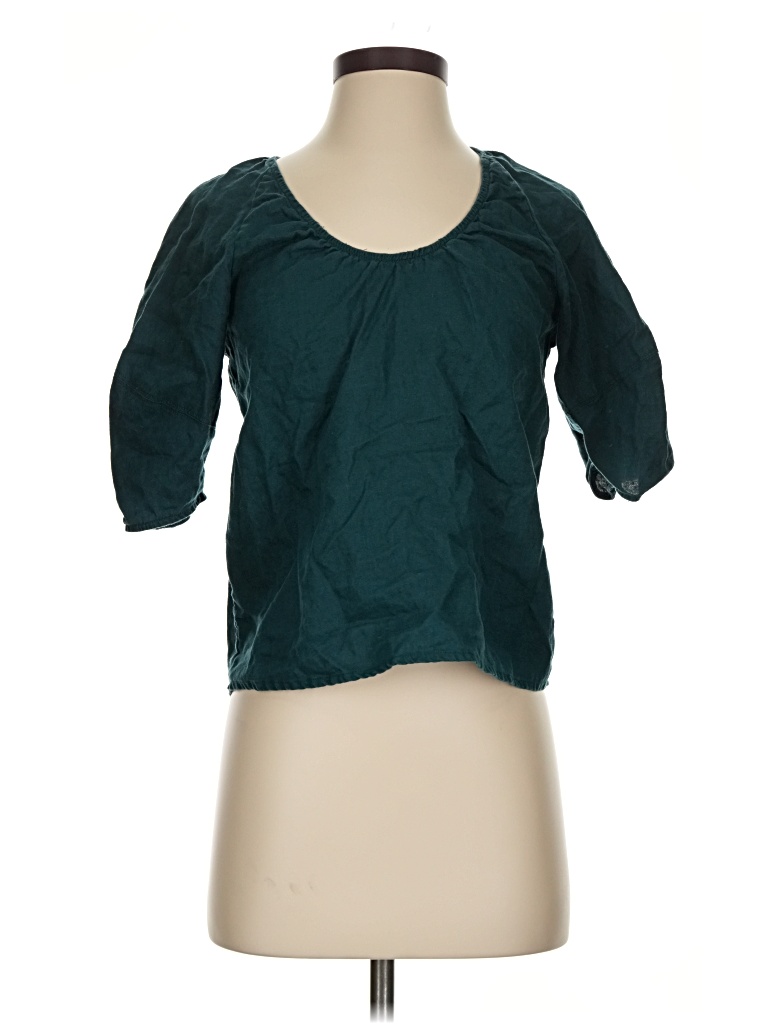 Pre-owned Everlane 3/4 Sleeve Blouse In Teal
