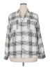 Maurices 100% Polyester Plaid Silver Long Sleeve Blouse Size XXL - photo 1