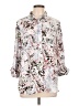 Investments 100% Polyester Print Silver 3/4 Sleeve Blouse Size L - photo 1