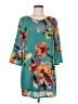 Ark & Co. 100% Polyester Floral Teal Casual Dress Size M - photo 1