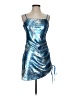 Ramy Brook 100% Polyester Metallic Blue Cocktail Dress Size 2 - photo 1