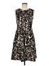 Connected Apparel Animal Print Brown Casual Dress Size 8 - photo 1