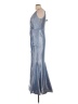 NW Nightway Metallic Silver Blue Cocktail Dress Size 10 - photo 5
