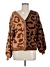 Dee Elly 100% Acrylic Animal Print Brown Cardigan Size M - photo 1