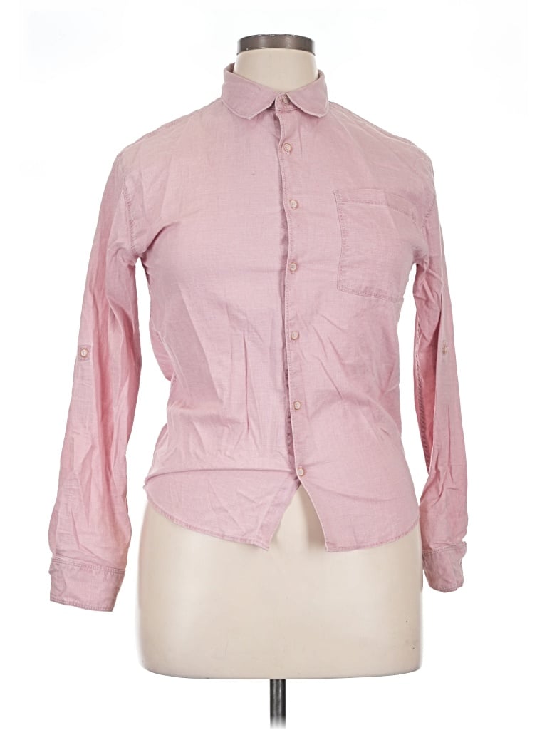 Pre-owned Zara Long Sleeve Button Down Shirt In Pink