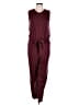Garnet Hill Solid Burgundy Jumpsuit Size L - photo 1