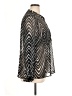 DressBarn 100% Polyester Chevron-herringbone Silver Long Sleeve Blouse Size XL - photo 4