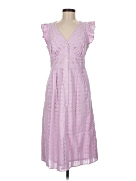 open lace back dress J. Crew Purple Lilac White Striped Ruffle Trim Lace Tiered Maxi Dress  The  Closet New York