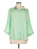 One World 100% Rayon Green 3/4 Sleeve Button-Down Shirt Size L - photo 1