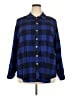 Lane Bryant Plaid Blue Long Sleeve Button-Down Shirt Size 18 - photo 1