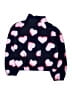 Old Navy 100% Polyester Hearts Pink Black Fleece Jacket Size 10 - 12 - photo 2
