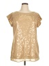 Chit Chat 100% Polyester Metallic Gold Short Sleeve Top Size XL - photo 1
