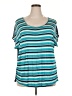 Ambiance Apparel 100% Rayon Teal Short Sleeve Top Size 3X - photo 1