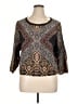 Kachel 100% Silk Brown 3/4 Sleeve Top Size 14 - photo 1