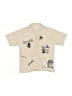 Zara Graphic Ivory Short Sleeve Button-Down Shirt Size 6 - 7 - photo 1