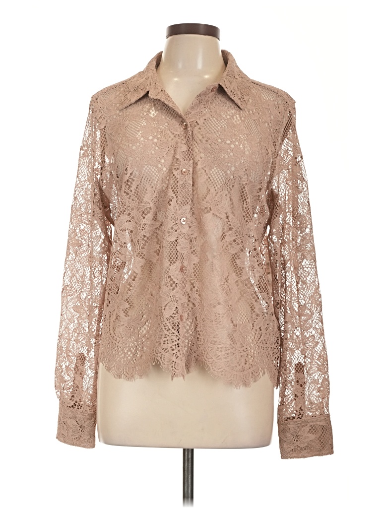 Pre-owned On 34th Long Sleeve Blouse In Tan