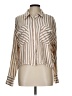 Express 100% Rayon Stripes Tan Long Sleeve Button-Down Shirt Size L - photo 1