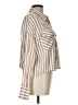 Express 100% Rayon Stripes Tan Long Sleeve Button-Down Shirt Size L - photo 4