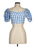 Monki 100% Cotton Blue Short Sleeve Blouse Size S - photo 1