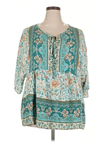 Shein Curve 3/4 Sleeve Blouse (view 1)