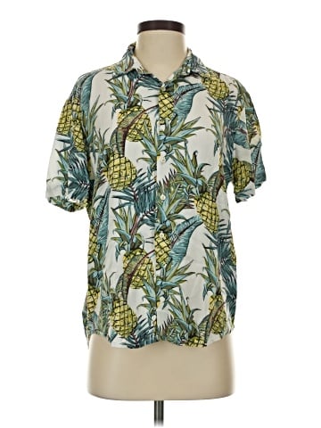 Denim & Flower Short Sleeve Button-Down Shirt (view 1)