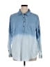 Torrid Color Block Blue Long Sleeve Button-Down Shirt Size 2X Plus (2) - photo 1